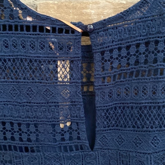 NWT Gibson Latimer navy blue lined lace dress. See through lace neckline. XL - Picture 6 of 13